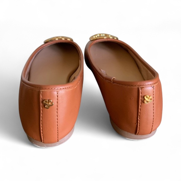 Sam & Libby Leather Flats Women’s Size 6 Brown Cognac Gold Accent NWOT - Picture 4 of 9